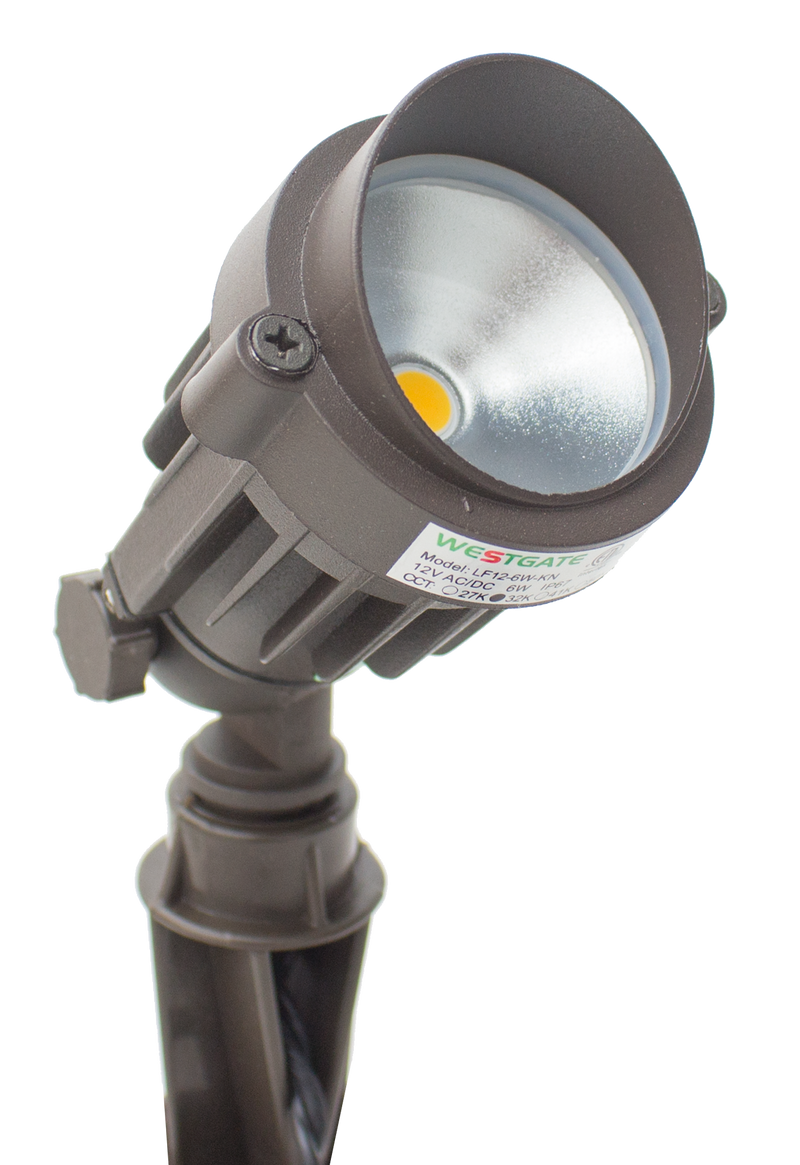 LED Bullet Landscape Flood Light, 6 Watt, 450 Lumens, 12V, 2700K, 3000K, 4000K or 5000K CCT, Knuckle Mount