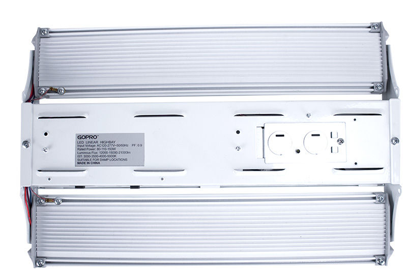 Compact Linear High Bay, 22500 Lumens, 80W/110W/150W Wattage Selectable, 120-277V, CCT Selectable 3000K/3500K/4000K/5000K, White Finish