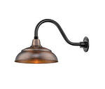 Millennium Lighting 14" Warehouse Shade Goose Neck Mount, Natural Copper Finish Shade, Satin Black Finish 14.5" Arm