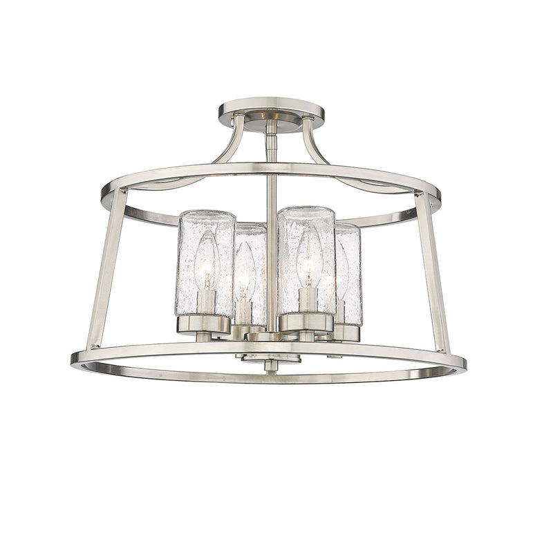 Millennium Lighting Four Light Semi Flush Mount Ceiling Light, Errol Collection, (Available in Brushed Nickel or Matte Black Finish)