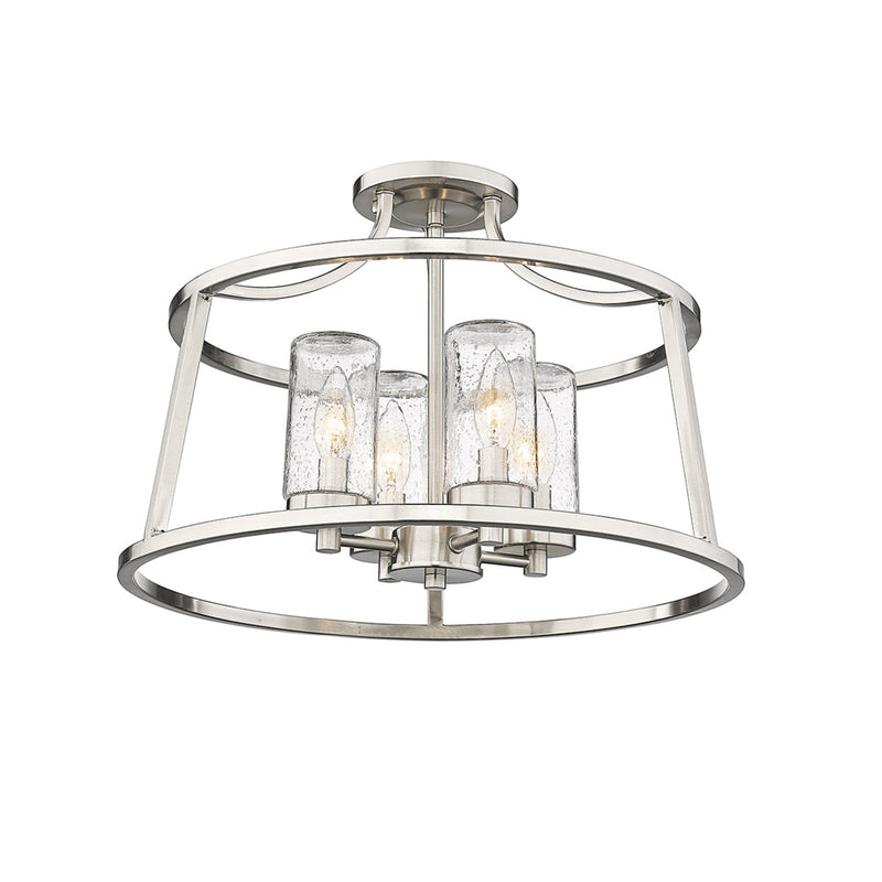 Millennium Lighting Four Light Semi Flush Mount Ceiling Light, Errol Collection, (Available in Brushed Nickel or Matte Black Finish)