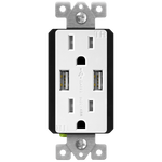 4.8A USB Dual Type A Wall Outlet Charger  with 15A Tamper-Resistant Receptacle