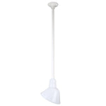 Quick Ship 10" Angled Shade Hi-Lite Stem Hung Pendant Collection, H-QSN18110 Series (Black, White, Galvanized Finishes)