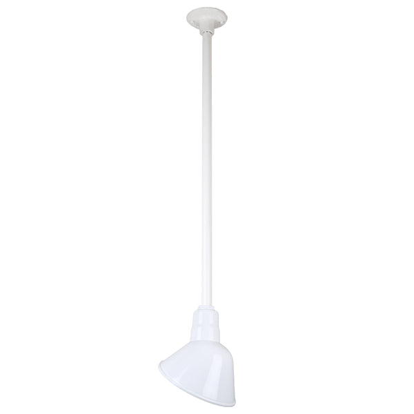 Quick Ship 10" Angled Shade Hi-Lite Stem Hung Pendant Collection, H-QSN18110 Series (Black, White, Galvanized Finishes)