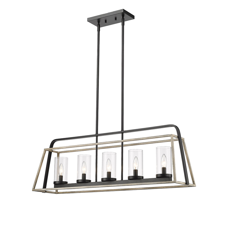 Millennium Lighting 5 Light Ceiling Chandelier, Bonnie Collection, Matte Black/Grey Wood