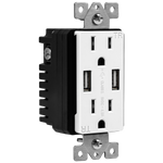 4.8A USB Dual Type A Wall Outlet Charger  with 15A Tamper-Resistant Receptacle