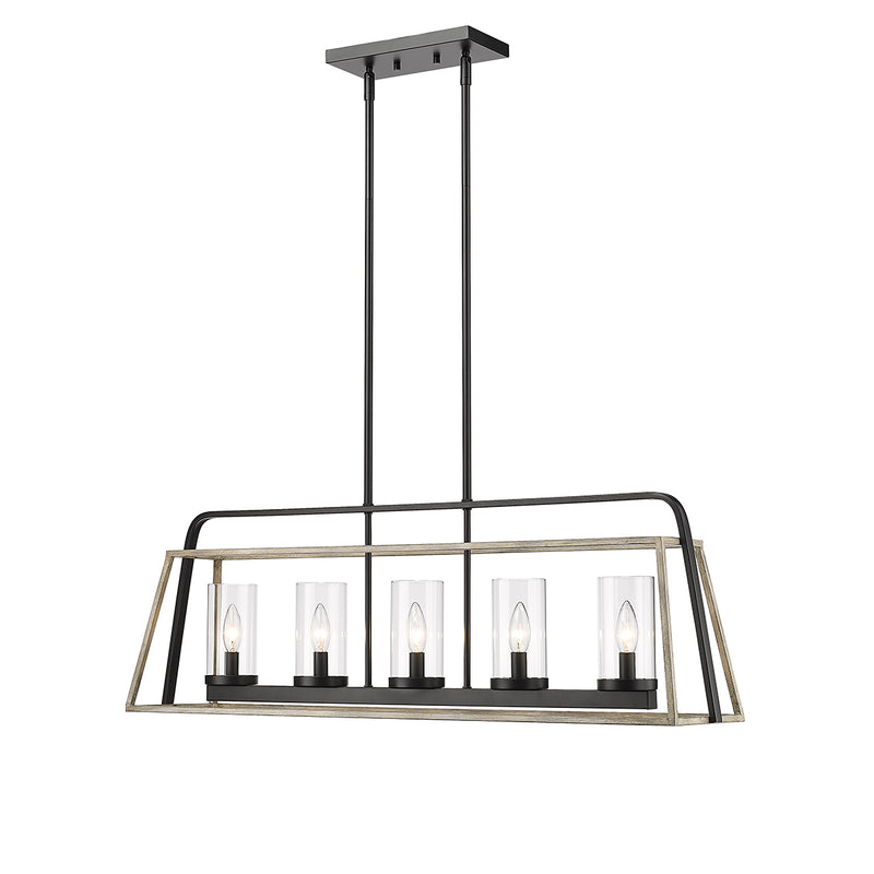 Millennium Lighting 5 Light Ceiling Chandelier, Bonnie Collection, Matte Black/Grey Wood